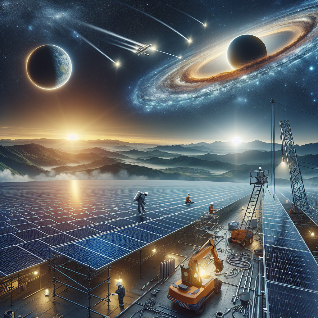 Realistic stock image of solar panel installation.