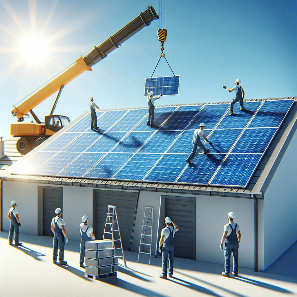 Realistic stock image of solar panel installation.